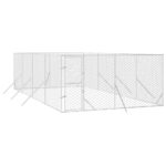 Outdoor Dog Kennel Silver 4x8x2mGalvanised Steel