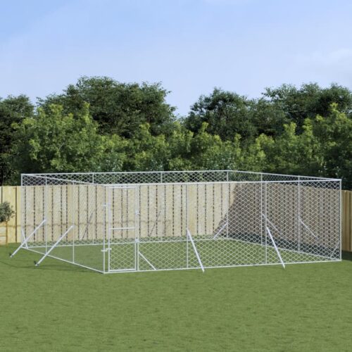 Outdoor Dog Kennel Silver 6x6x2mGalvanised Steel - Image 5