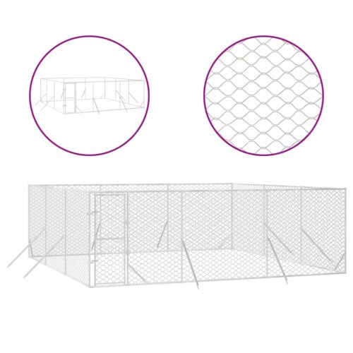Outdoor Dog Kennel Silver 6x6x2mGalvanised Steel - Image 2