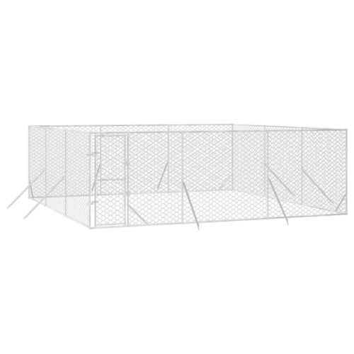 Outdoor Dog Kennel Silver 6x6x2mGalvanised Steel