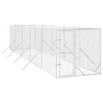 Outdoor Dog Kennel Silver 2x10x2mGalvanised Steel