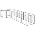 Dog Kennel Black 7.26m² Steel