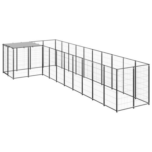 Dog Kennel Black 7.26m² Steel