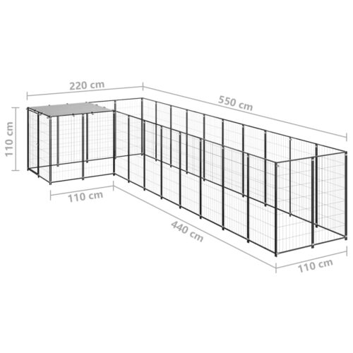 Dog Kennel Black 7.26m² Steel - Image 6