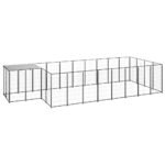 Dog Kennel Black 10.89m² Steel