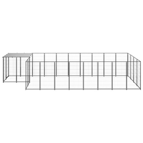 Dog Kennel Black 10.89m² Steel - Image 2