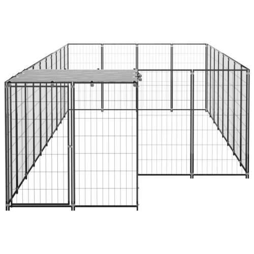 Dog Kennel Black 10.89m² Steel - Image 3