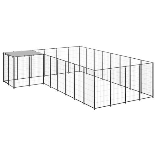 Dog Kennel Black 10.89m² Steel