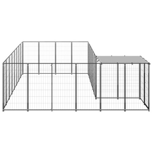 Dog Kennel Black 10.89m² Steel - Image 3
