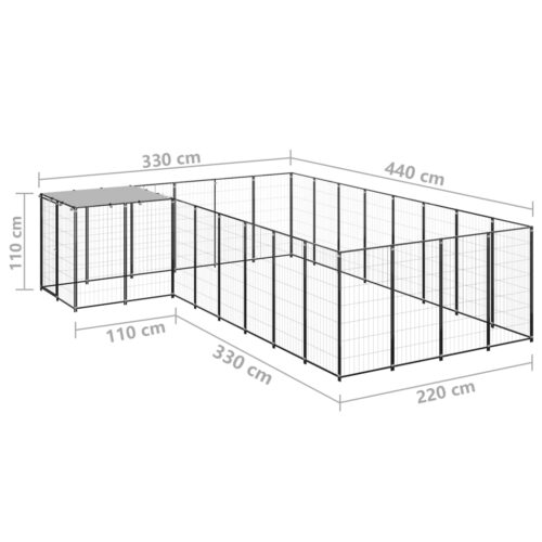 Dog Kennel Black 10.89m² Steel - Image 6