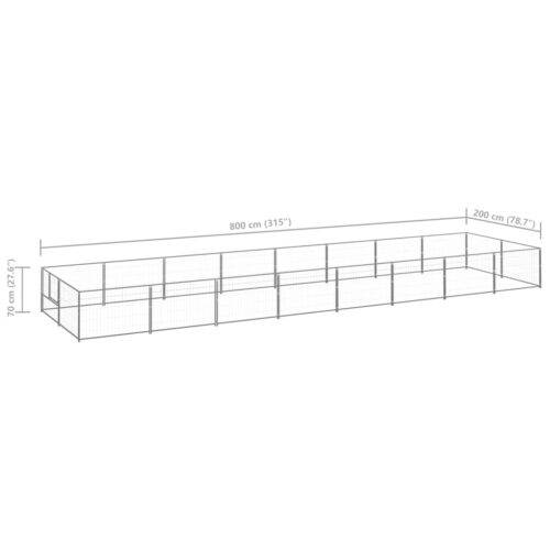 Dog Kennel Silver 16m² Steel - Image 6