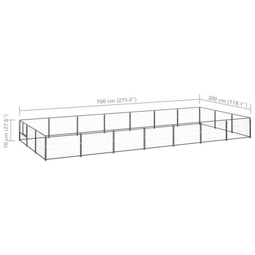 Dog Kennel Black 21m² Steel - Image 6