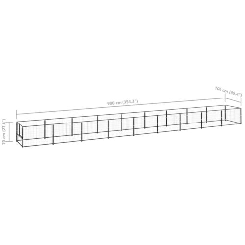 Dog Kennel Black 9m² Steel - Image 6