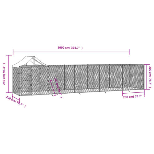 Outdoor Dog Kennel with Roof Silver 10x2x2.5mGalvanised Steel - Image 4