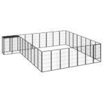 34-Panel Dog Playpen Black 50x100cm Powder-coated Steel