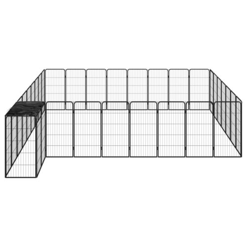 34-Panel Dog Playpen Black 50x100cm Powder-coated Steel - Image 3