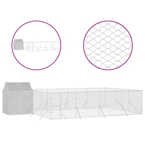 Outdoor Dog Kennel with Roof Silver 6x6x2.5mGalvanised Steel - Image 3