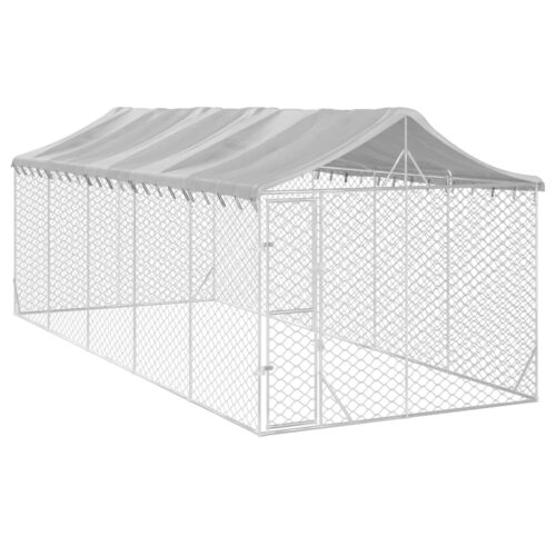Outdoor Dog Kennel with Roof Silver 3x7.5x2.5mGalvanised Steel