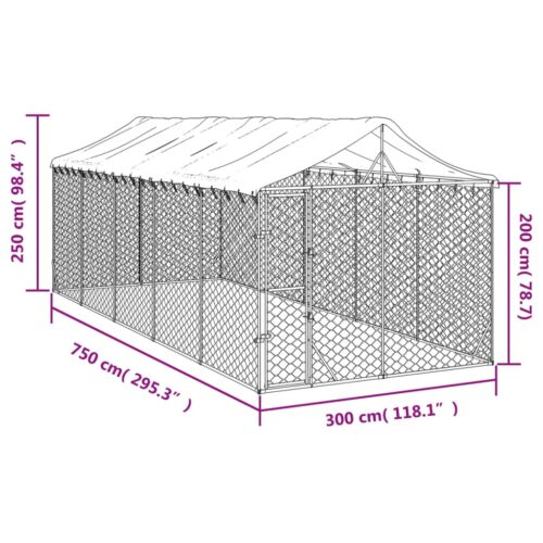 Outdoor Dog Kennel with Roof Silver 3x7.5x2.5mGalvanised Steel - Image 3