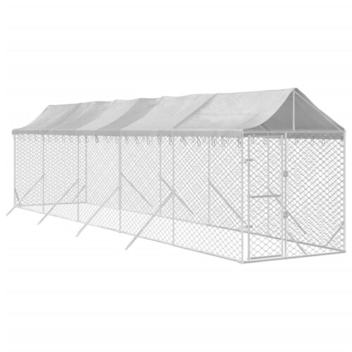 Outdoor Dog Kennel with Roof Silver 2x10x2.5mGalvanised Steel