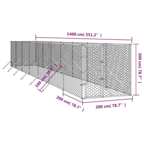 Outdoor Dog Kennel Silver 2x14x2mGalvanised Steel - Image 4