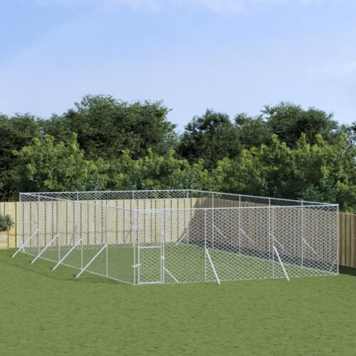 Outdoor Dog Kennel Silver 6x10x2mGalvanised Steel - Image 5
