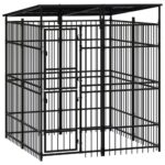 Outdoor Dog Kennel with Roof Steel 3.69m²