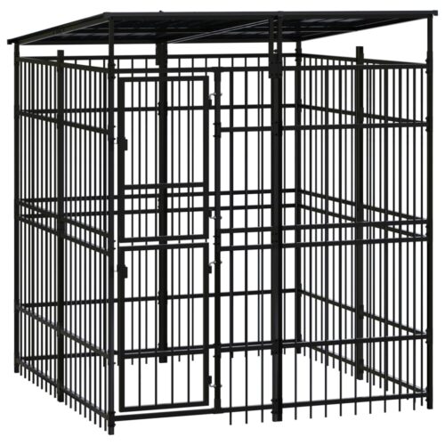 Outdoor Dog Kennel with Roof Steel 3.69m²