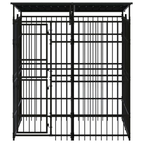 Outdoor Dog Kennel with Roof Steel 3.69m² - Image 2