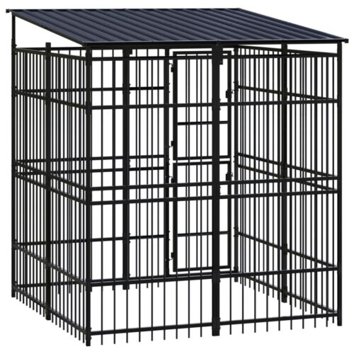 Outdoor Dog Kennel with Roof Steel 3.69m² - Image 4