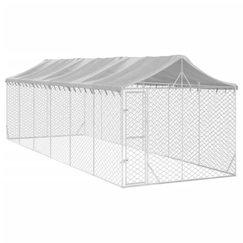 Outdoor Dog Kennel with Roof Silver 3x9x2.5mGalvanised Steel