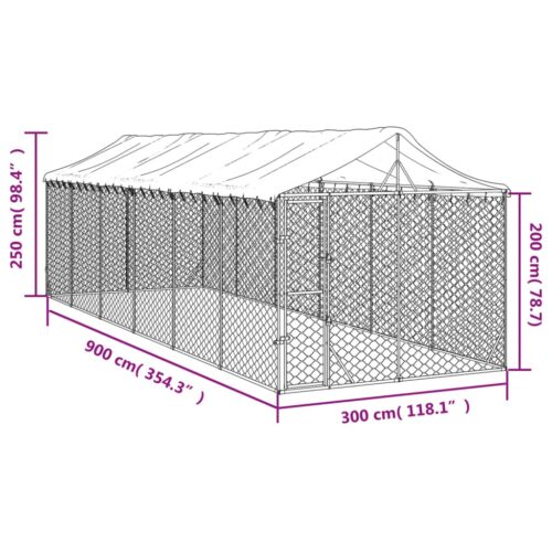 Outdoor Dog Kennel with Roof Silver 3x9x2.5mGalvanised Steel - Image 4