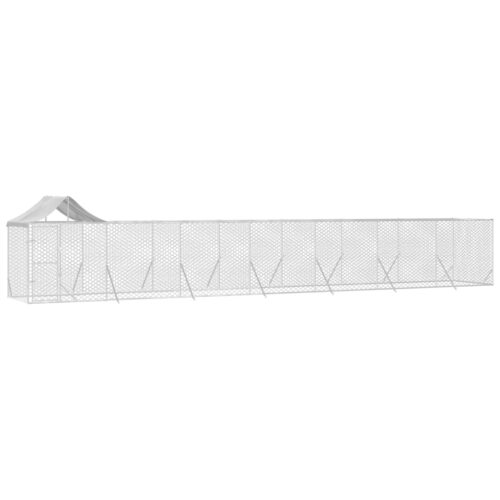Outdoor Dog Kennel with Roof Silver 14x2x2.5mGalvanised Steel