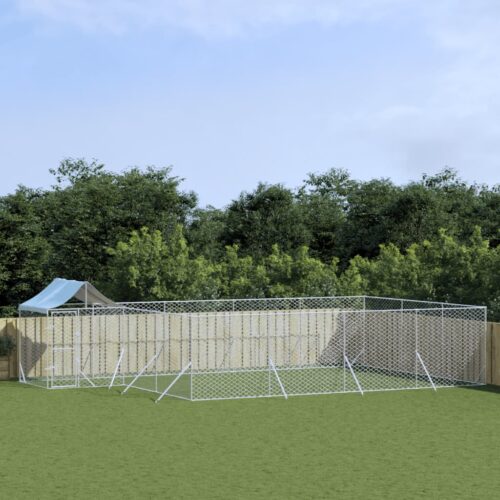 Outdoor Dog Kennel with Roof Silver 10x6x2.5mGalvanised Steel - Image 5