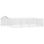 Outdoor Dog Kennel with Roof Silver 10x6x2.5mGalvanised Steel