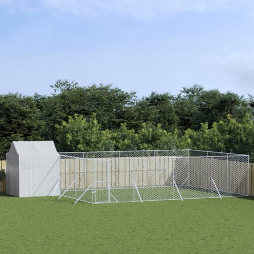 Outdoor Dog Kennel with Roof Silver 10x6x2.5mGalvanised Steel - Image 5