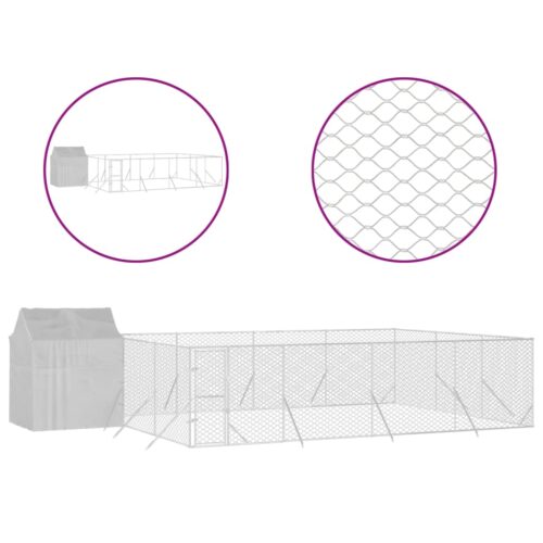 Outdoor Dog Kennel with Roof Silver 10x6x2.5mGalvanised Steel - Image 2