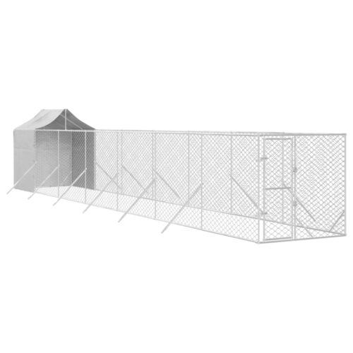 Outdoor Dog Kennel with Roof Silver 2x14x2.5mGalvanised Steel