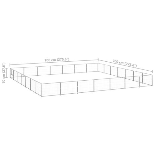 Dog Kennel Silver 49m² Steel - Image 6