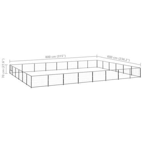 Dog Kennel Black 48m² Steel - Image 6