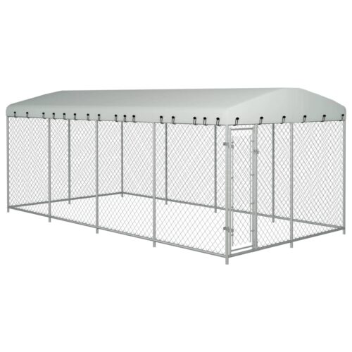 Outdoor Dog Kennel with Roof 7.6x3.8x2.3m