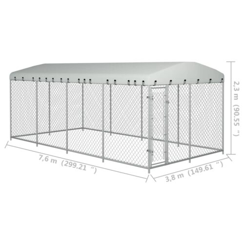 Outdoor Dog Kennel with Roof 7.6x3.8x2.3m - Image 5