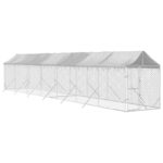 Outdoor Dog Kennel with Roof Silver 2x14x2.5mGalvanised Steel