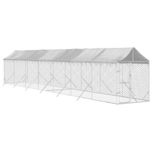 Outdoor Dog Kennel with Roof Silver 2x14x2.5mGalvanised Steel