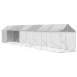 Outdoor Dog Kennel with Roof Silver 2x14x2.5mGalvanised Steel
