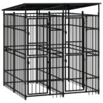 Outdoor Dog Kennel with Roof Steel 3.69m²