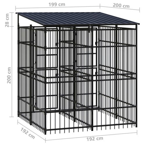 Outdoor Dog Kennel with Roof Steel 3.69m² - Image 8
