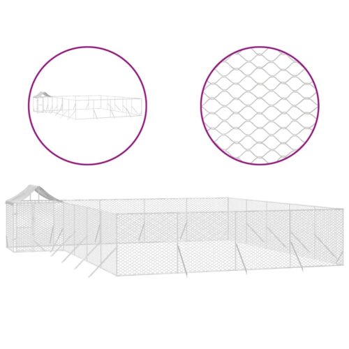 Outdoor Dog Kennel with Roof Silver 10x8x2.5mGalvanised Steel - Image 2