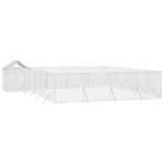 Outdoor Dog Kennel with Roof Silver 10x8x2.5mGalvanised Steel