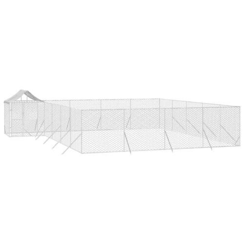Outdoor Dog Kennel with Roof Silver 10x8x2.5mGalvanised Steel